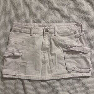 SHEIN White Denim Mini Skirt with Cargo Flap